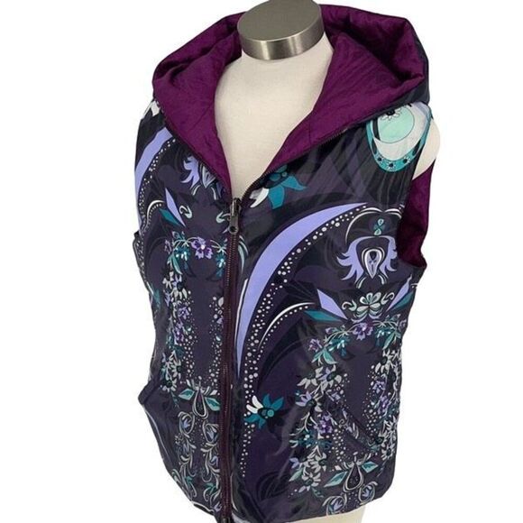 Emilio Pucci 17YC10 Reversible Hooded Puffer Vest Size 8 Fuchsia And Floral Prin - Picture 5 of 12